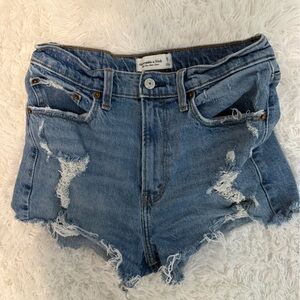 Abercrombie & Fitch Ripped Blue Jean Shorts
